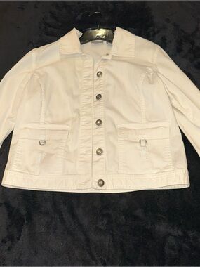 Chico's White Button-Front Cotton Jean Jacket